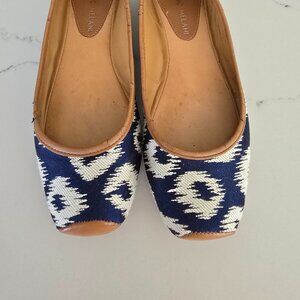 Ikat print fabric ballet flats